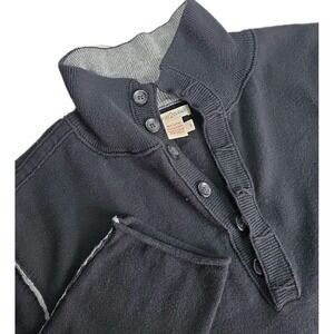 Carbon 2 Cobalt Black Gray Sweater Cashmere Cotton Blend Men's Sz. L 1/4‎ Button